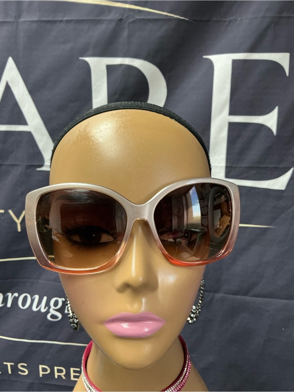 Gradient Pink-Brown Oversized Women's Sunglasses